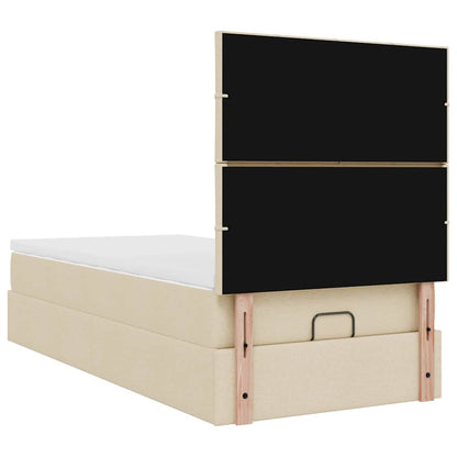 Ottoman bed met matras 90x190cm stof crèmekleurig
