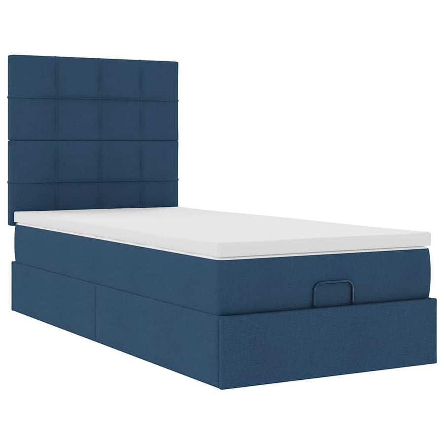 Ottoman bed met matras 90x190cm stof blauw