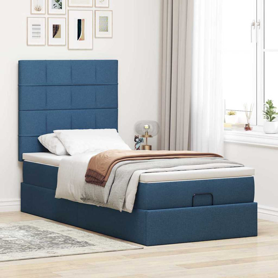 Ottoman bed met matras 90x190cm stof blauw