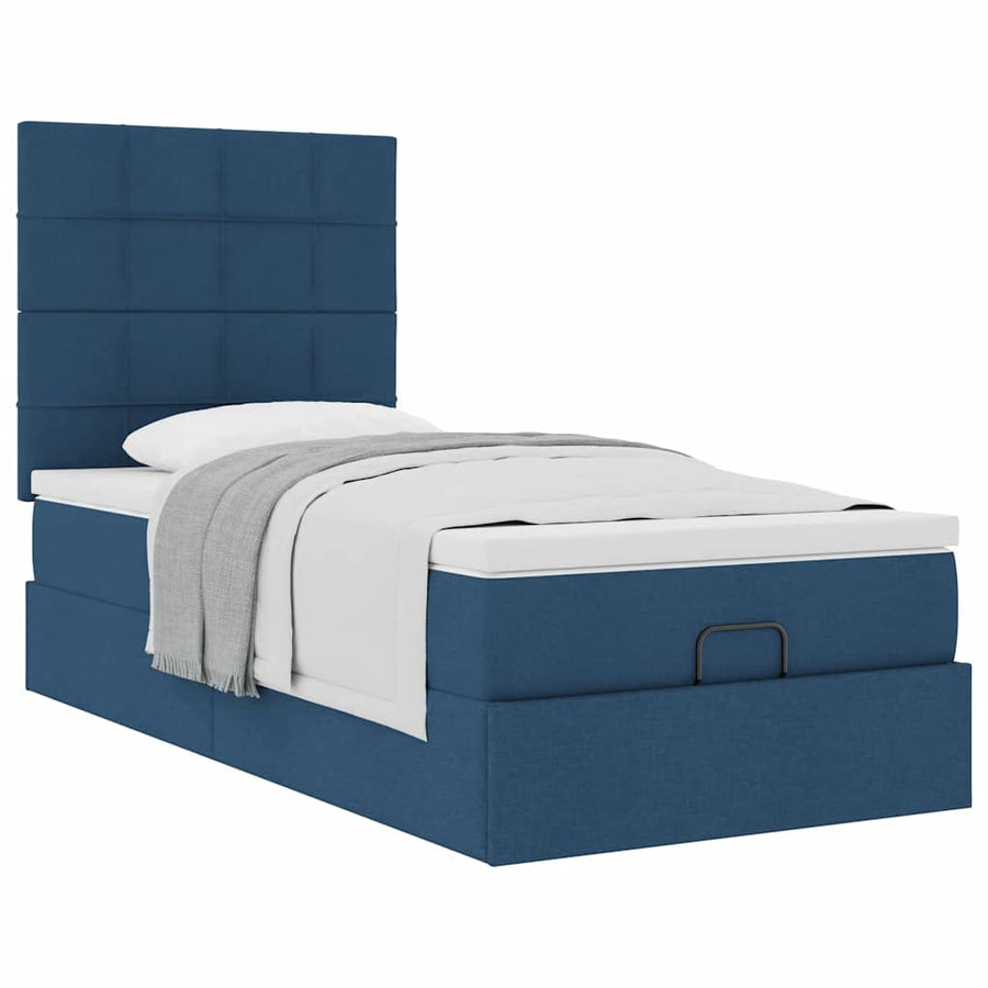 Ottoman bed met matras 90x190cm stof blauw