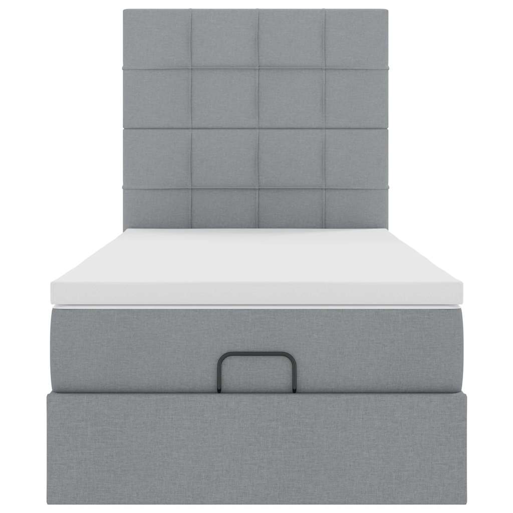 Ottoman bed met matras 90x200cm stof lichtgrijs