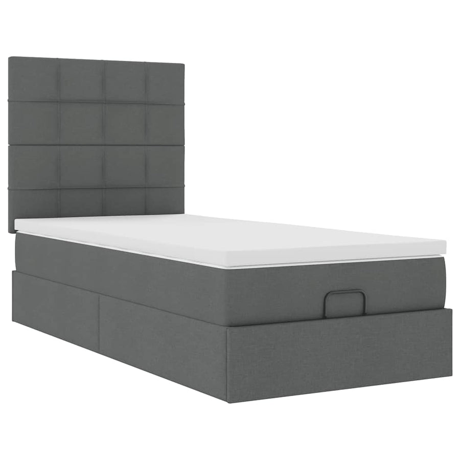 Ottoman bed met matras 90x200cm stof donkergrijs