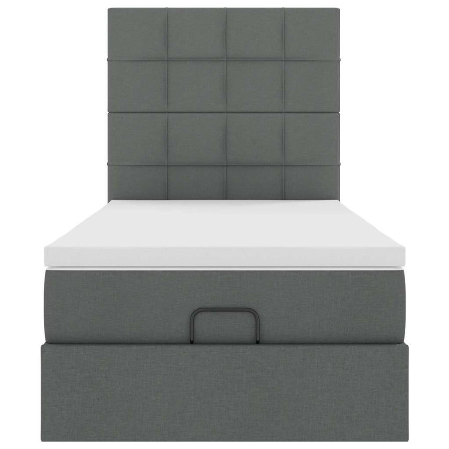 Ottoman bed met matras 90x200cm stof donkergrijs