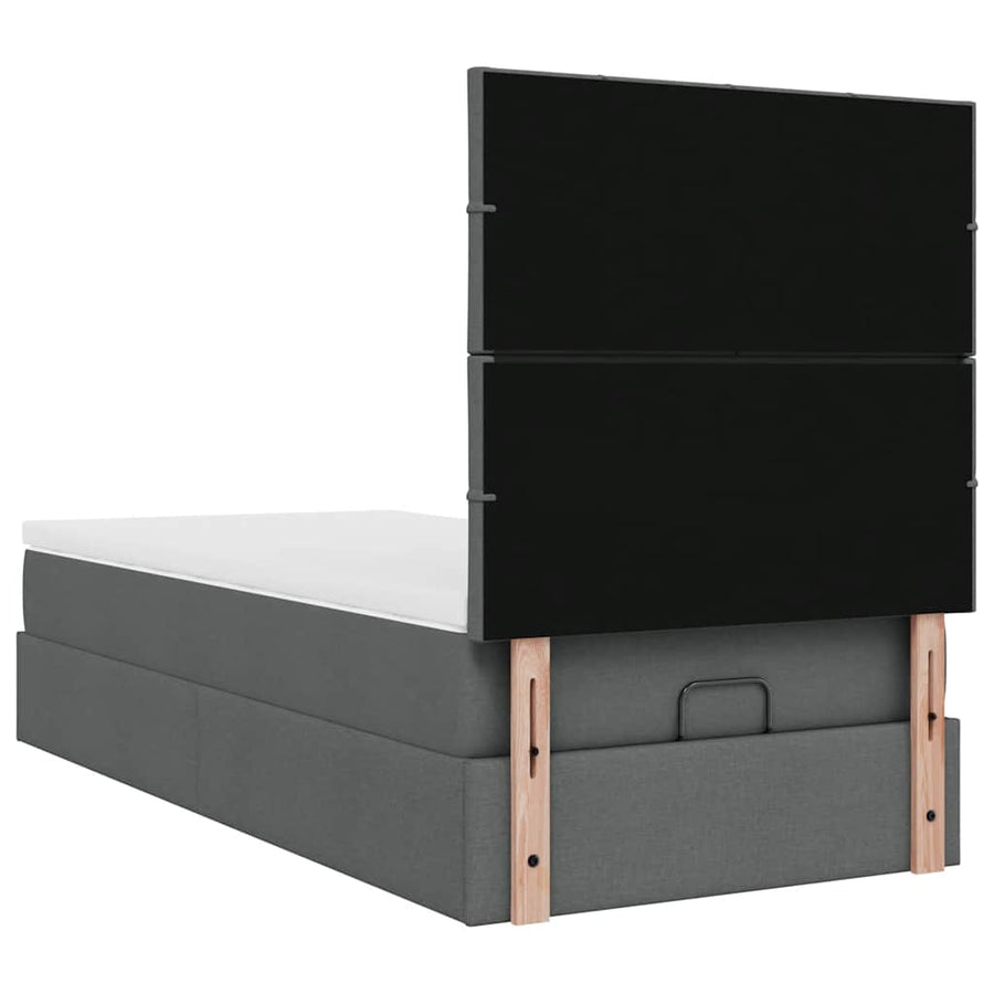 Ottoman bed met matras 90x200cm stof donkergrijs