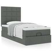 Bed met matras 90x200 cm donkergrijs stof