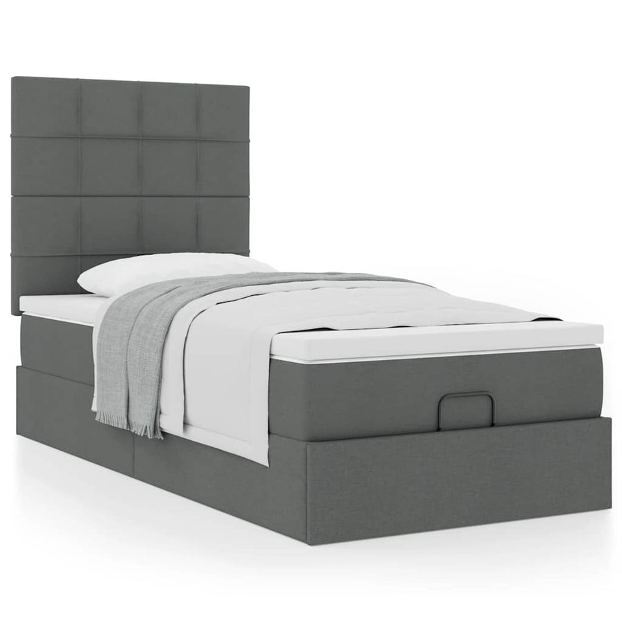Ottoman bed met matras 90x200cm stof donkergrijs