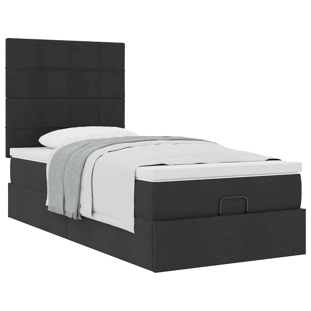 Ottoman bed met matras 90x200cm stof zwart