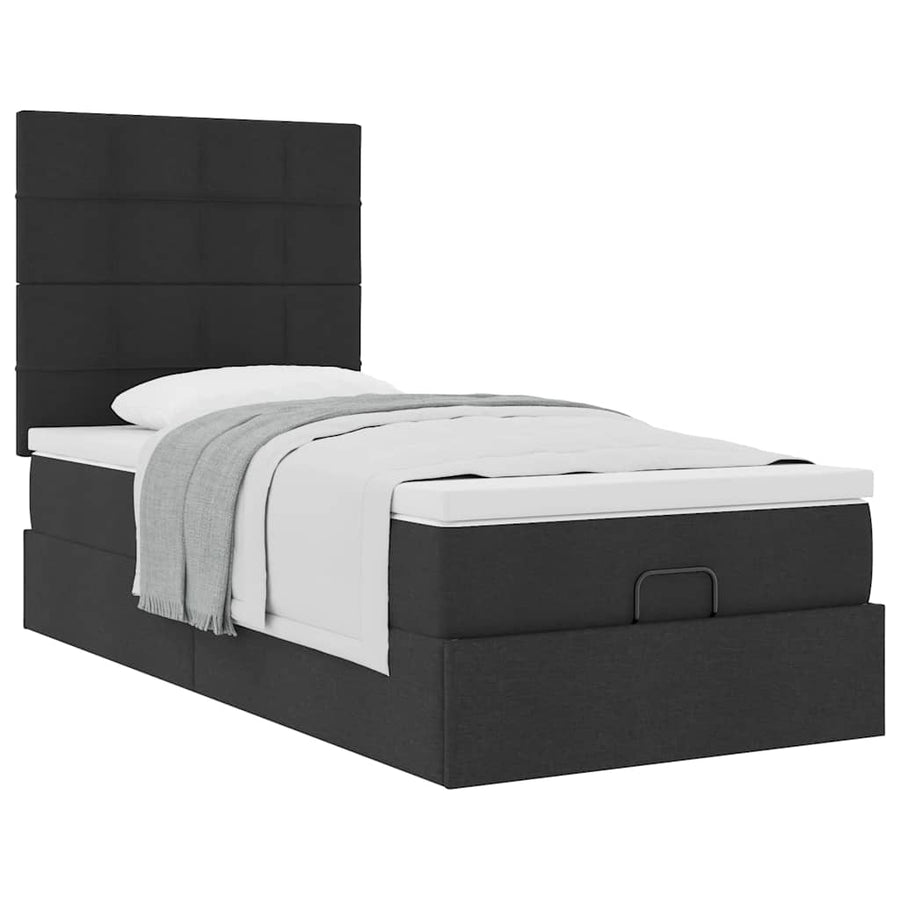 Ottoman bed met matras 90x200cm stof zwart