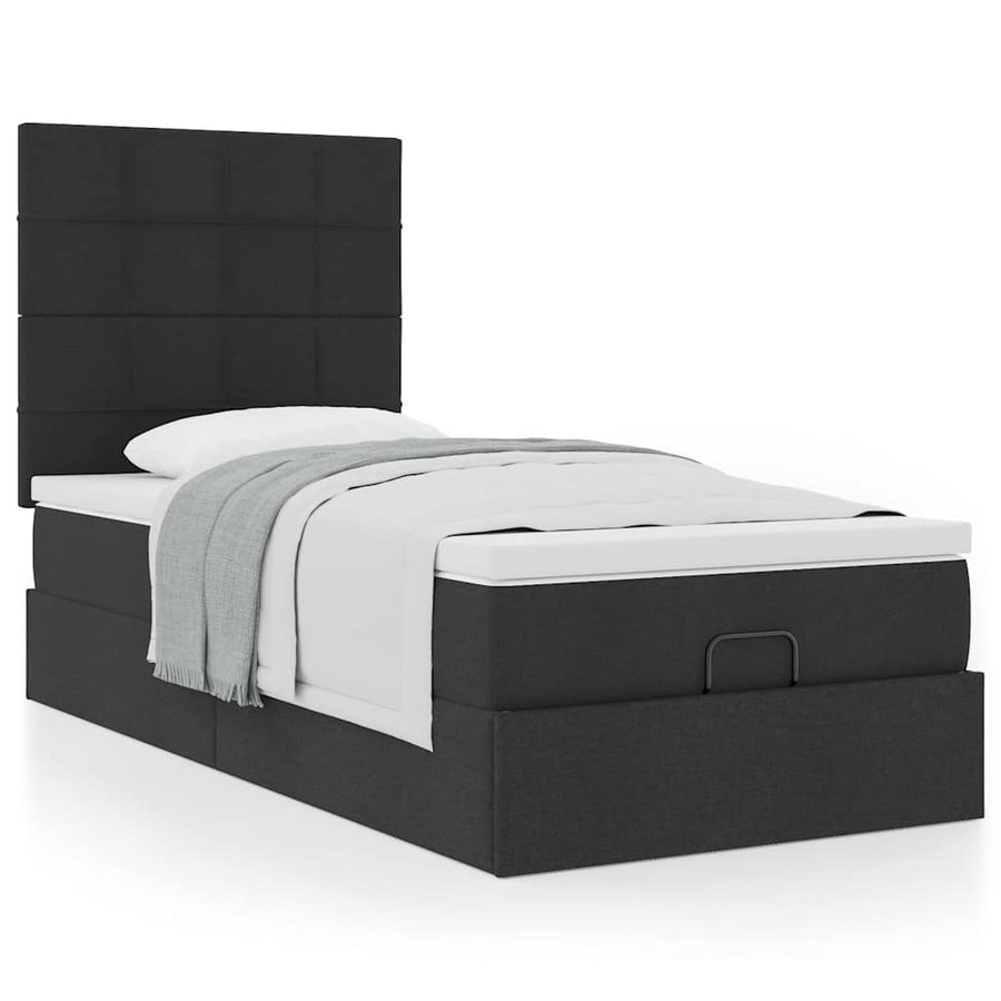 Ottoman bed met matras 90x200cm stof zwart