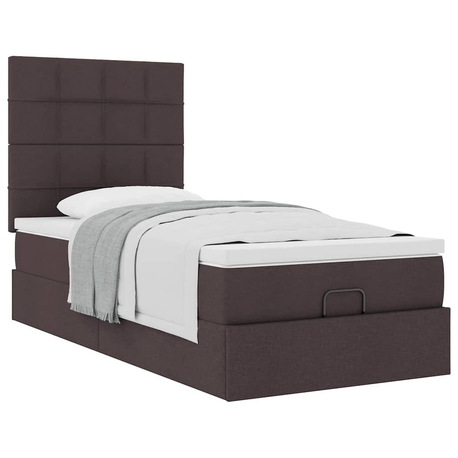 Ottoman bed met matras 90x200cm stof donkerbruin