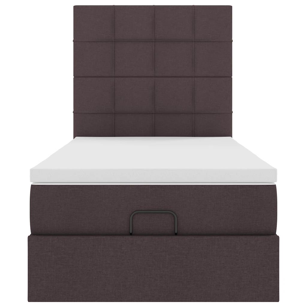 Ottoman bed met matras 90x200cm stof donkerbruin