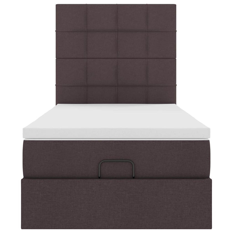 Ottoman bed met matras 90x200cm stof donkerbruin