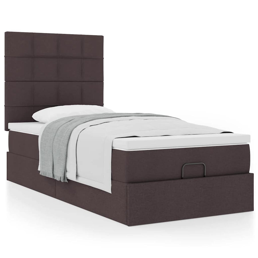 Ottoman bed met matras 90x200cm stof donkerbruin