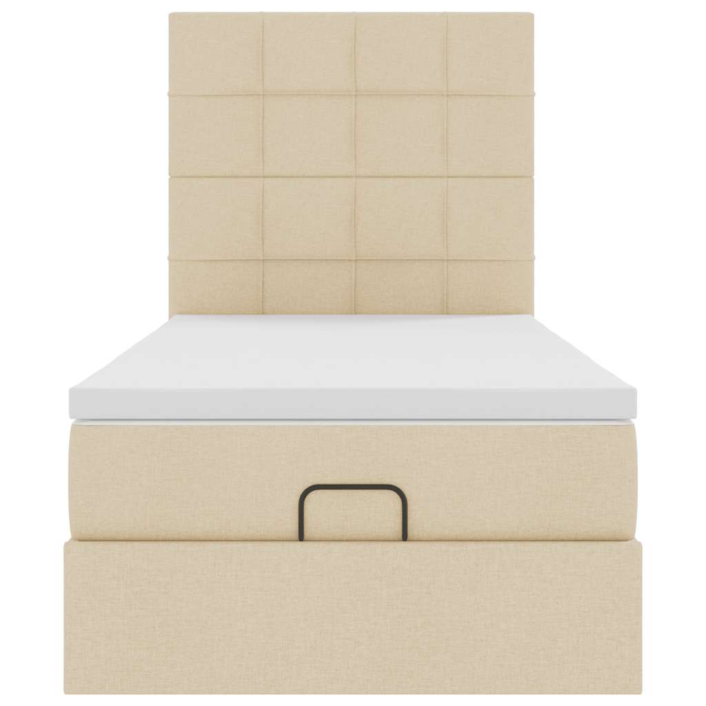 Ottoman bed met matras 90x200cm stof crèmekleurig