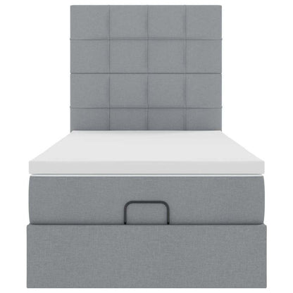 Ottoman bed met matras 100x200cm stof lichtgrijs