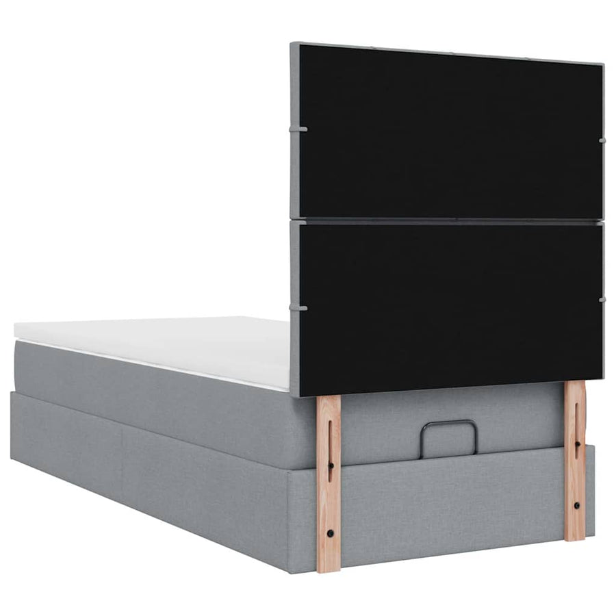 Ottoman bed met matras 100x200cm stof lichtgrijs