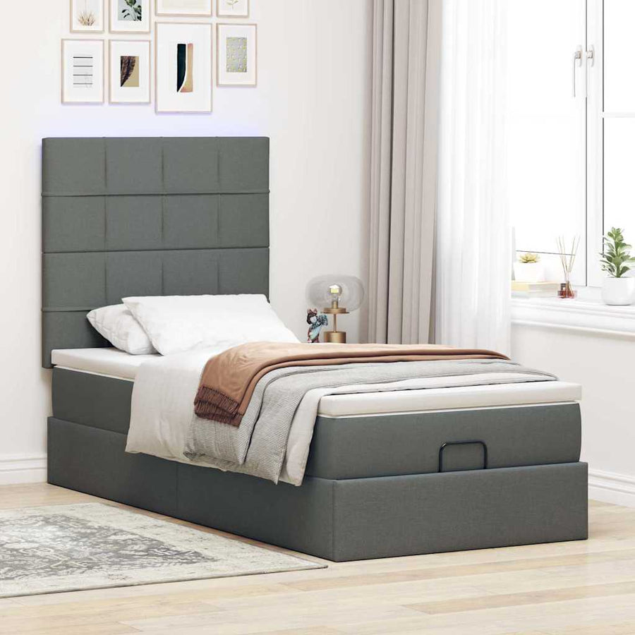 Ottoman bed met matras 100x200cm stof donkergrijs