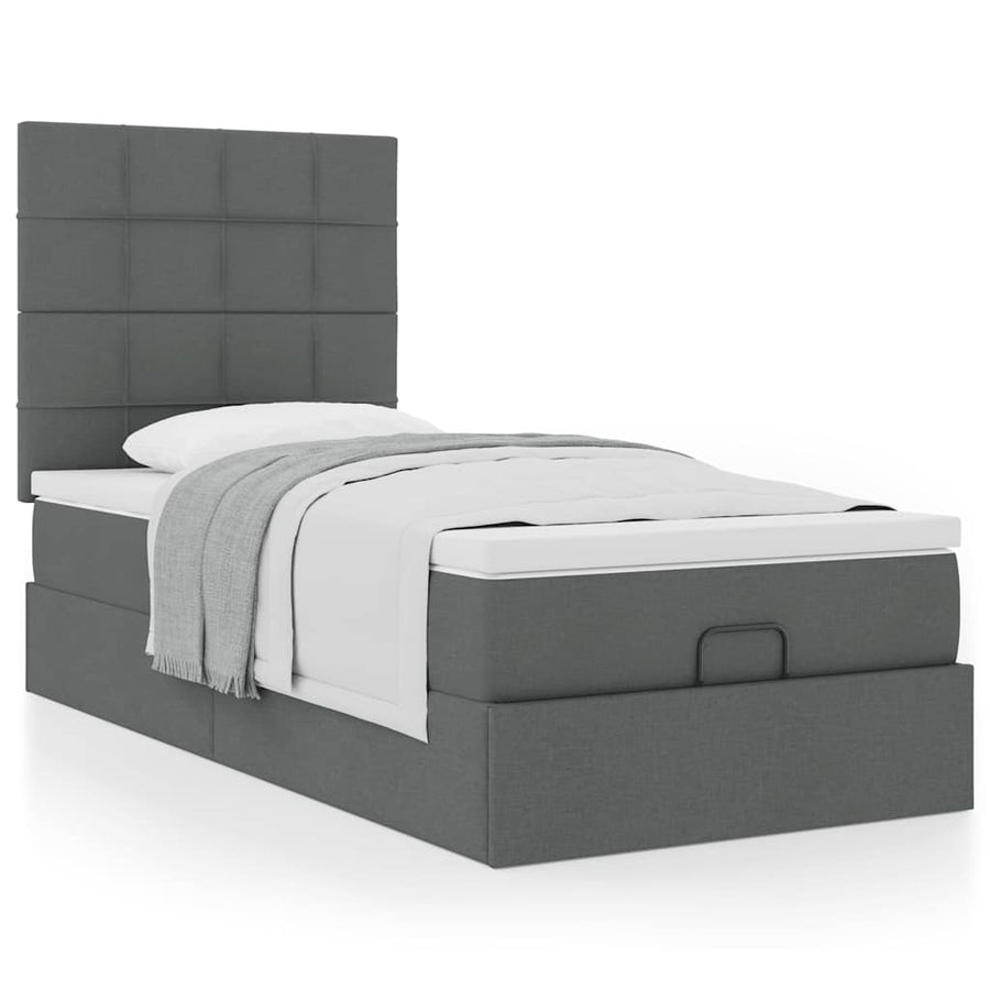 Ottoman bed met matras 100x200cm stof donkergrijs