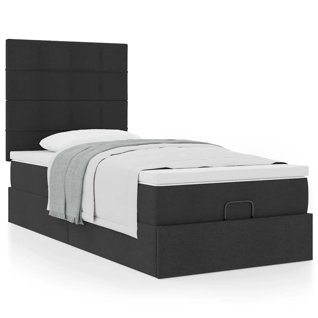 Ottoman bed met matras 100x200cm stof zwart