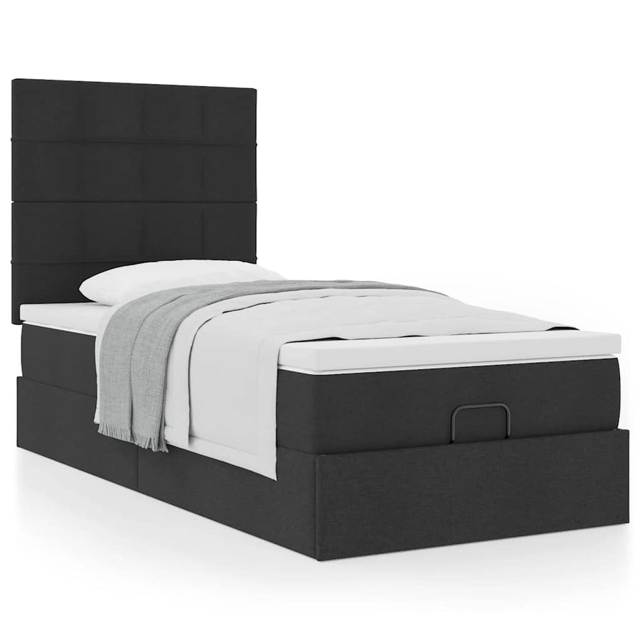 Ottoman bed met matras 100x200cm stof zwart