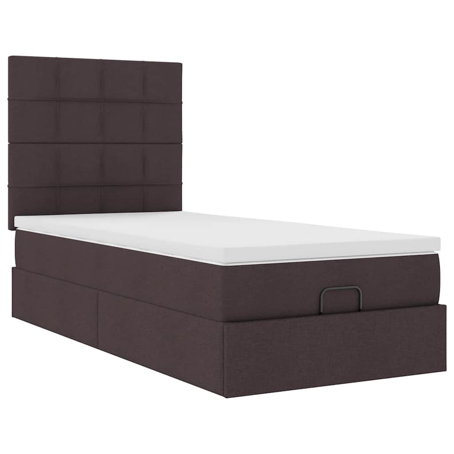 Ottoman bed met matras 100x200cm stof donkerbruin