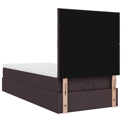 Ottoman bed met matras 100x200cm stof donkerbruin