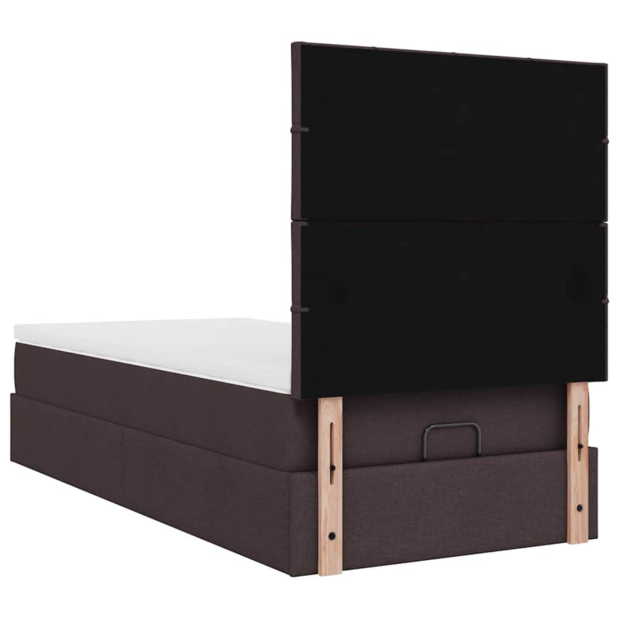 Ottoman bed met matras 100x200cm stof donkerbruin