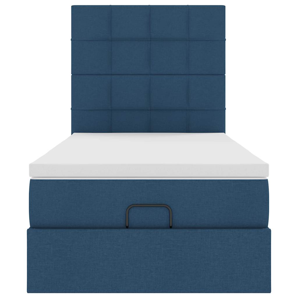Ottoman bed met matras 100x200cm stof blauw