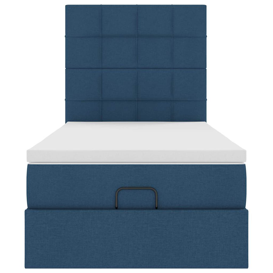 Ottoman bed met matras 100x200cm stof blauw
