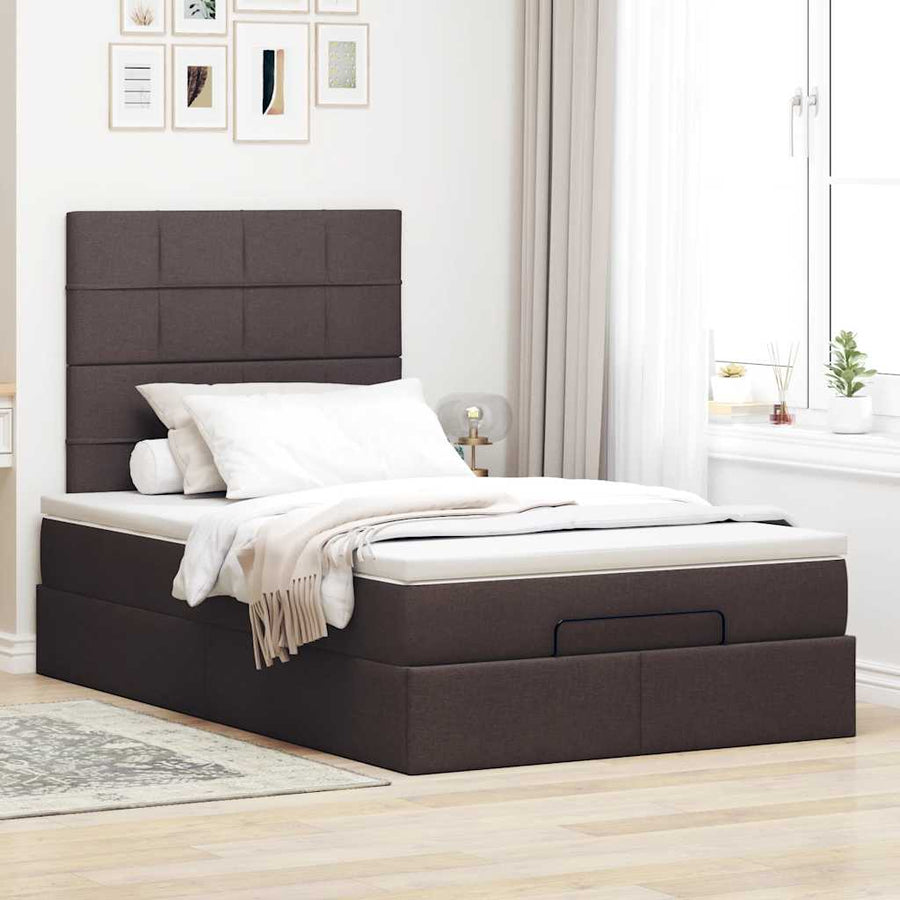 Ottoman bed met matras 120x190 cm stof donkerbruin