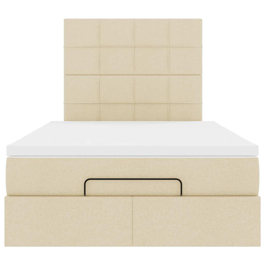 Ottoman bed met matras 120x190cm stof crèmekleurig
