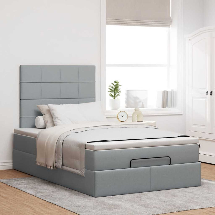 Ottoman bed met matras 120x200cm stof lichtgrijs