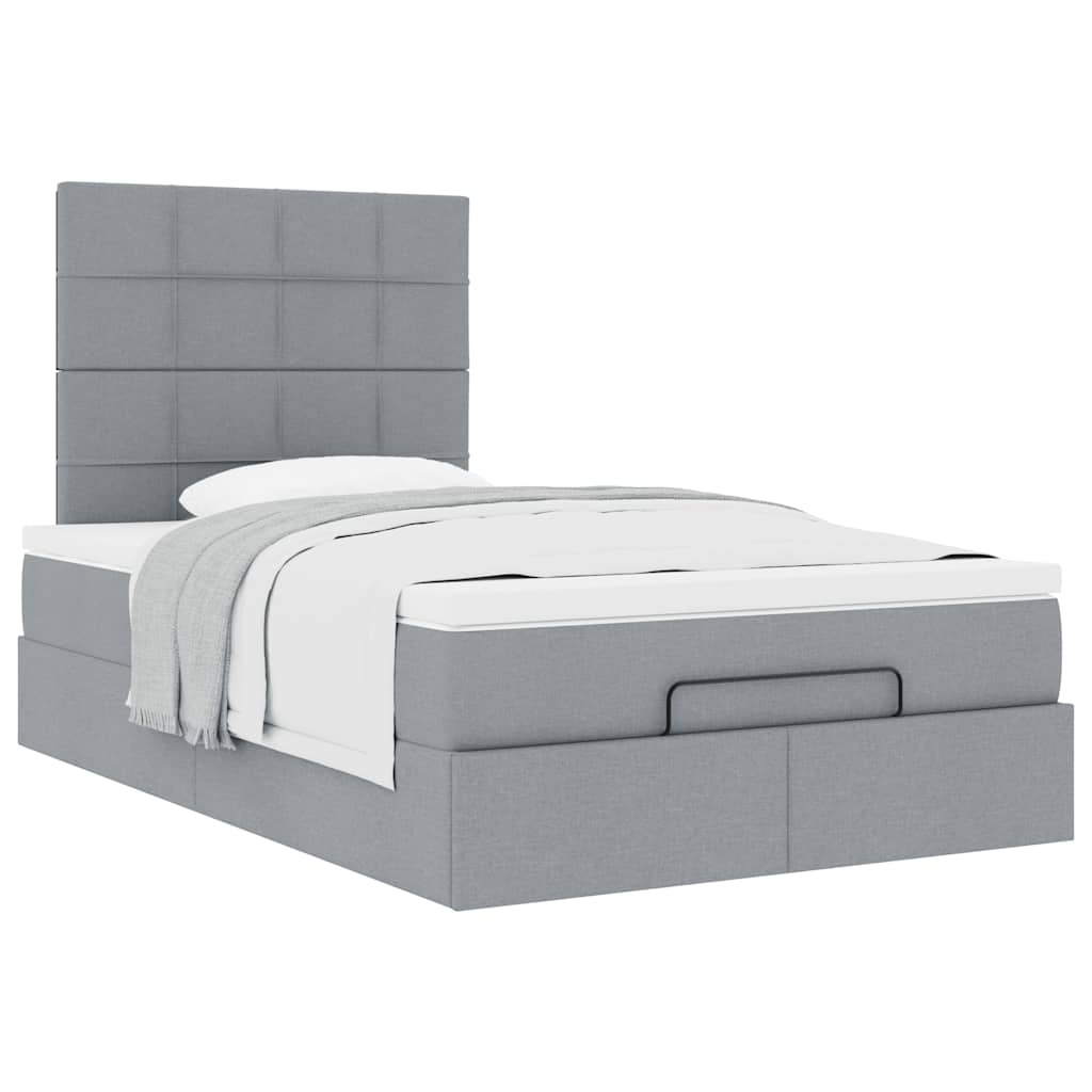 Ottoman bed met matras 120x200cm stof lichtgrijs