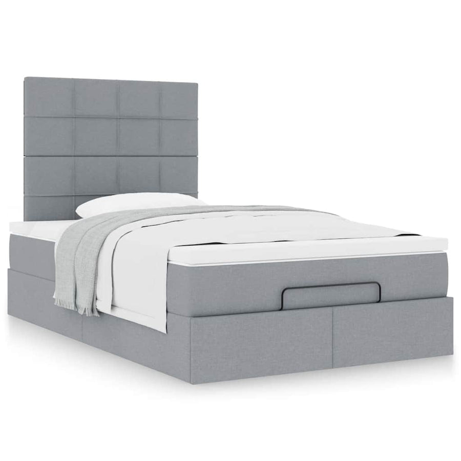 Ottoman bed met matras 120x200cm stof lichtgrijs