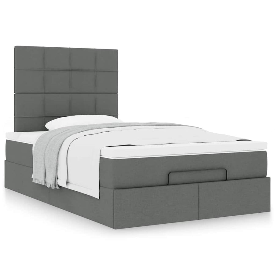 Ottoman bed met matras 120x200cm stof donkergrijs
