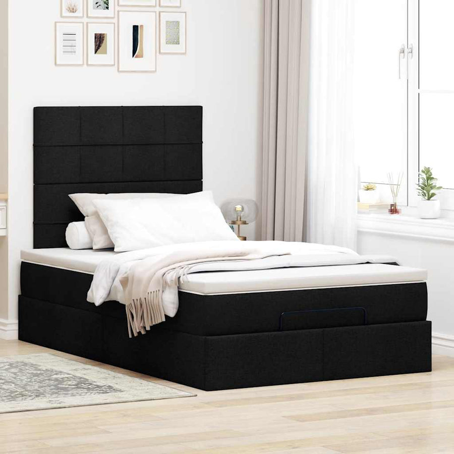 Ottoman bed met matras 120x200cm stof zwart