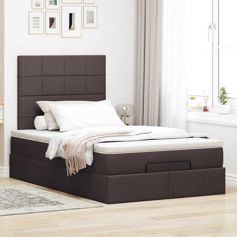 Ottoman bed met matras 120x200cm stof donkerbruin