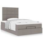 Ottoman bed with mattress 120x200cm fabric taupe