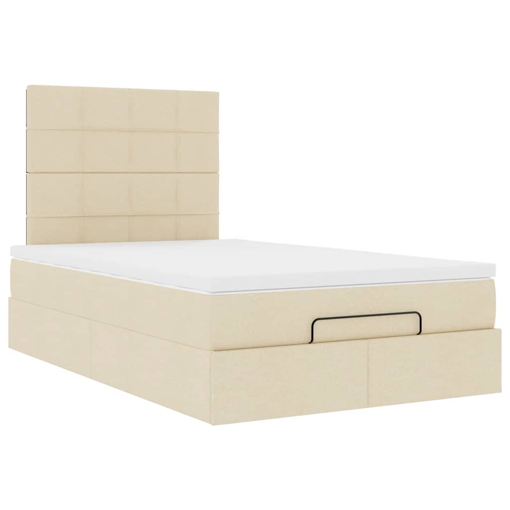Ottoman bed met matras 120x200cm stof crèmekleurig