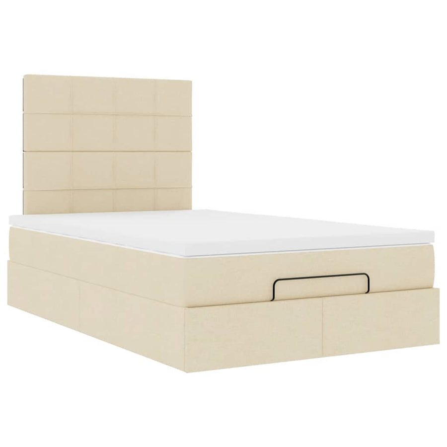 Ottoman bed met matras 120x200cm stof crèmekleurig