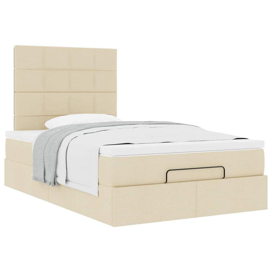Ottoman bed met matras 120x200cm stof crèmekleurig