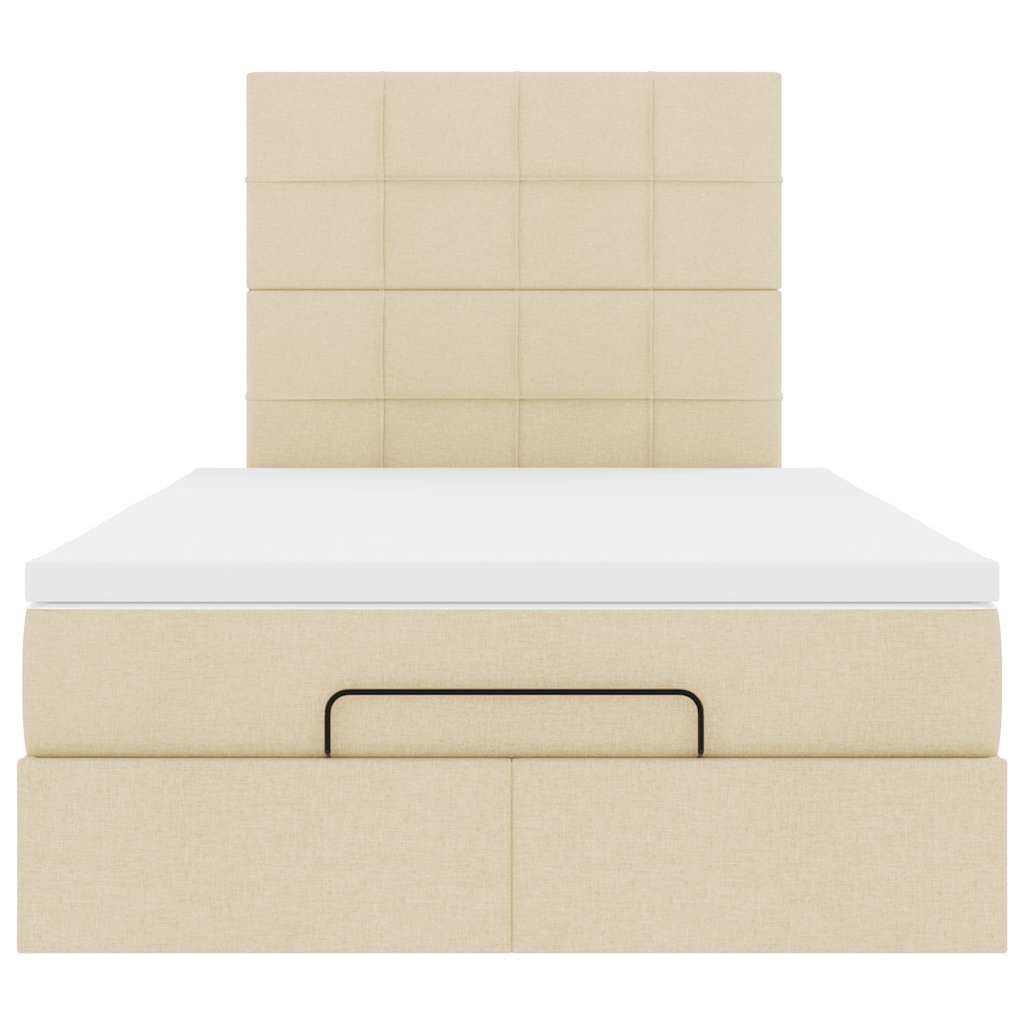 Ottoman bed met matras 120x200cm stof crèmekleurig