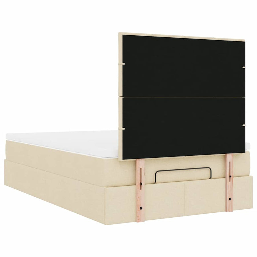Ottoman bed met matras 120x200cm stof crèmekleurig