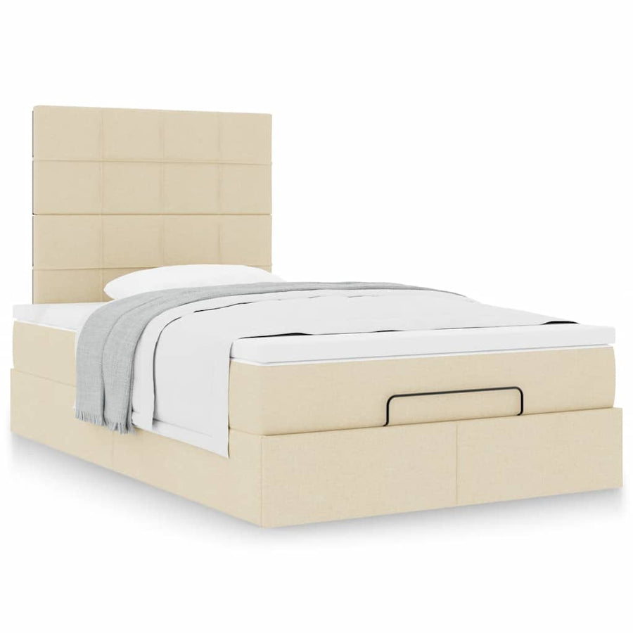 Ottoman bed met matras 120x200cm stof crèmekleurig