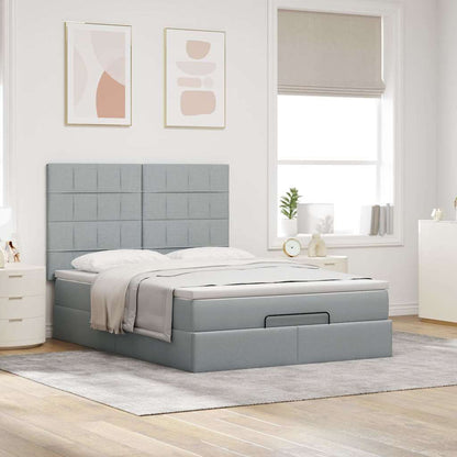 Ottoman bed met matras 140x190cm stof lichtgrijs