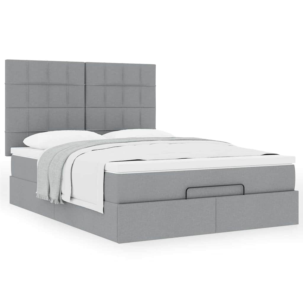Ottoman bed met matras 140x190cm stof lichtgrijs