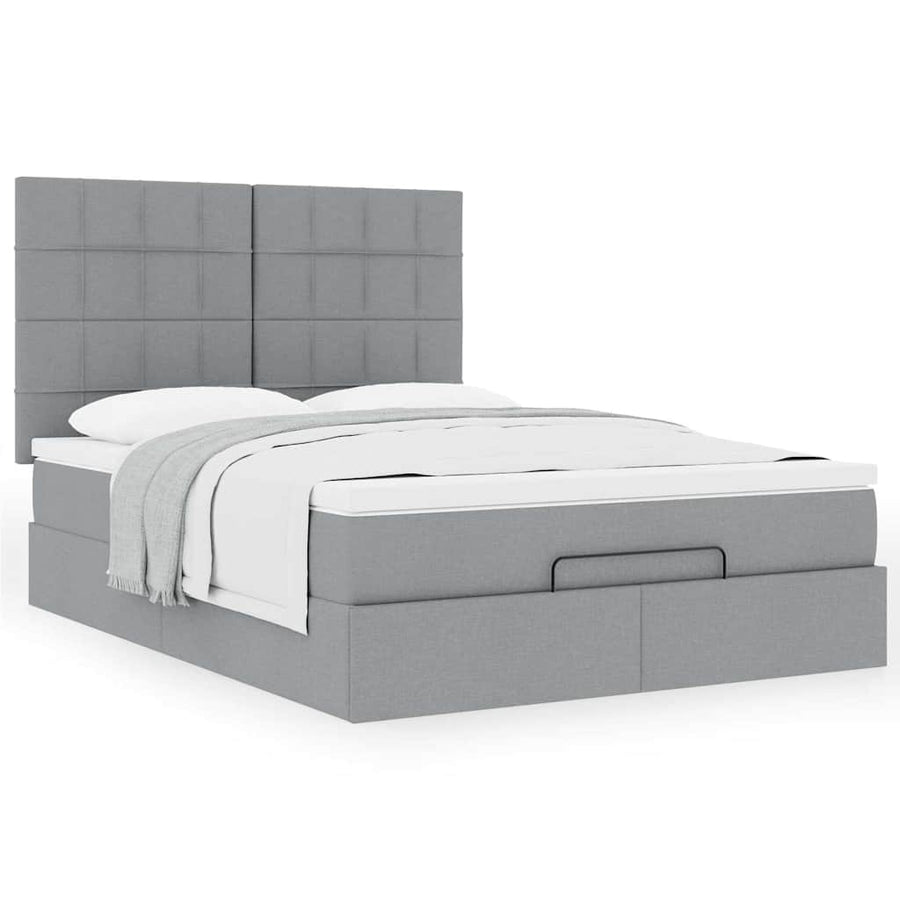 Ottoman bed met matras 140x190cm stof lichtgrijs
