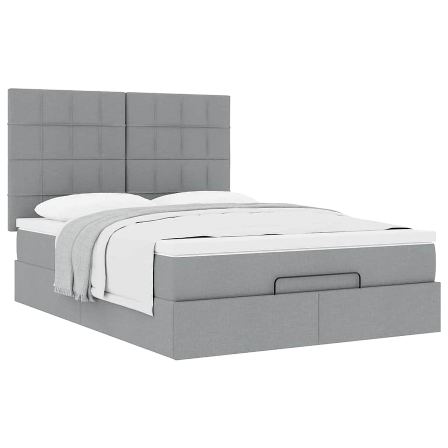 Ottoman bed met matras 140x190cm stof lichtgrijs