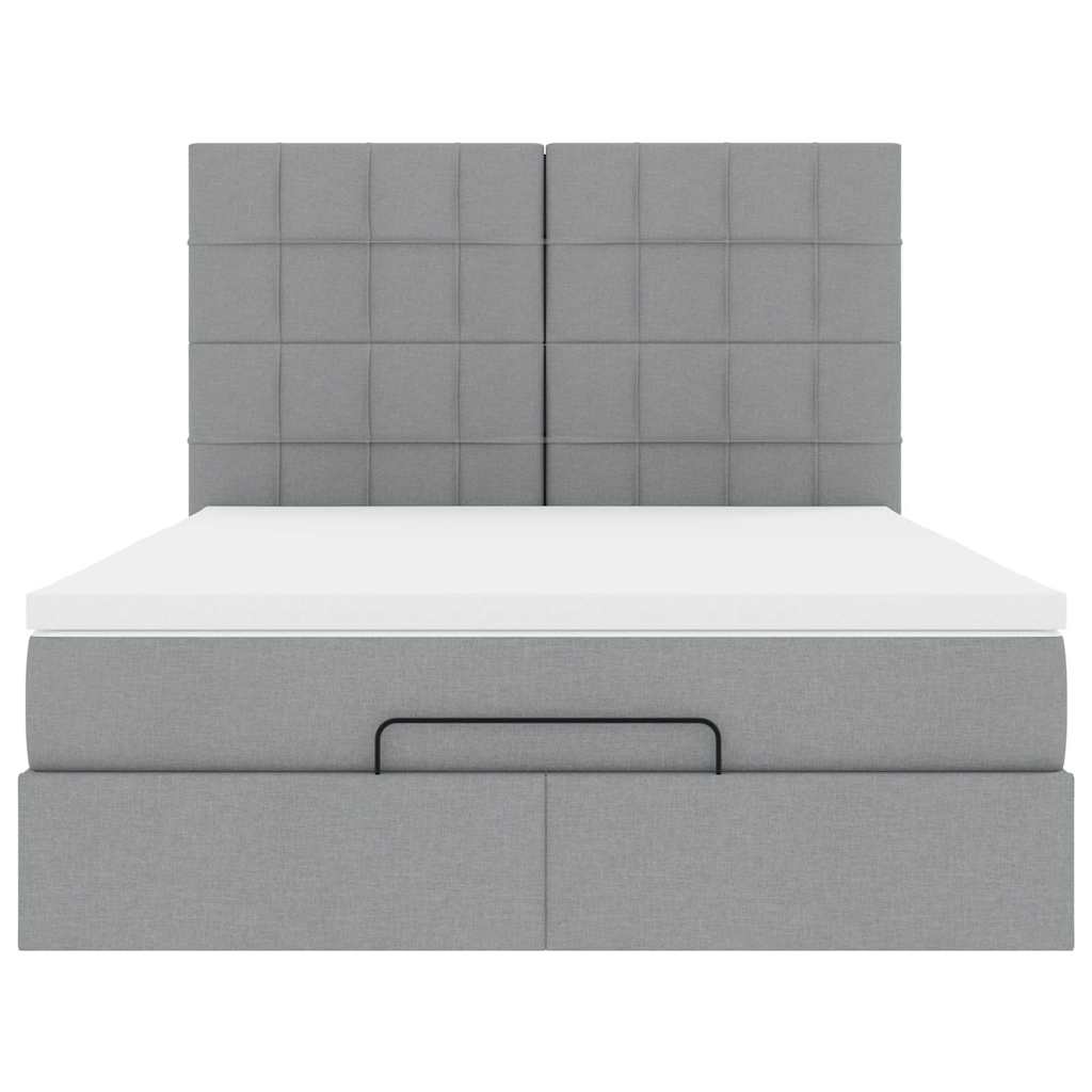 Ottoman bed met matras 140x190cm stof lichtgrijs