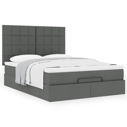 Ottoman bed met matras 140x190cm stof donkergrijs